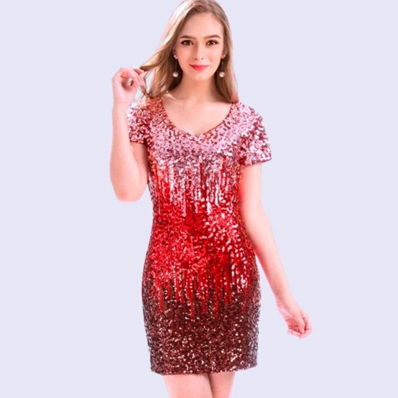 red sequin dress