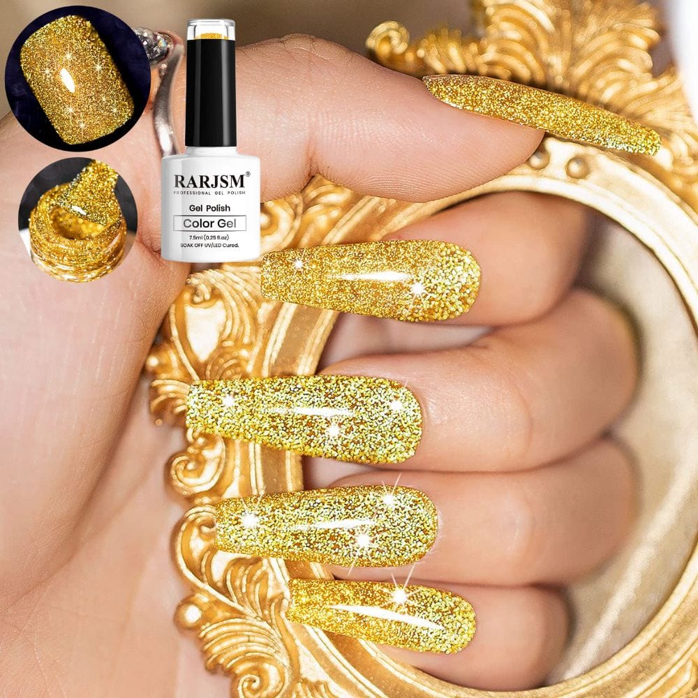 Captivating Gold Glitter Nail Polish for Valentine's Day