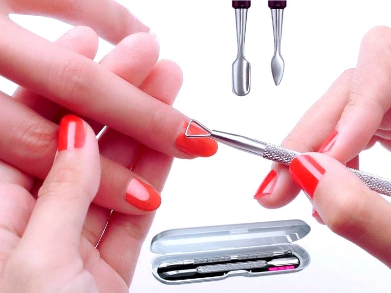 How do you use a cuticle nail pusher with safety