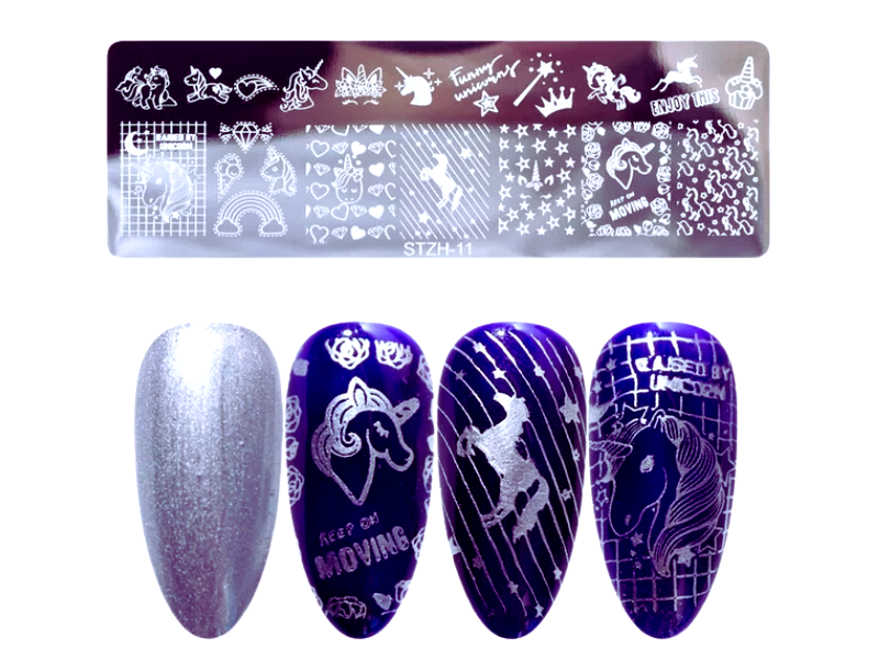 What are nail stamping plates made of