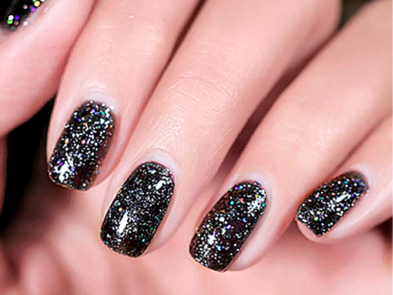 what are different types of black glitter nail polish