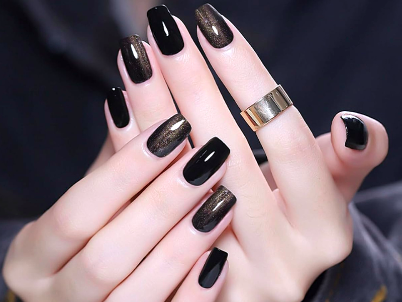 what are different types of black glitter nail polish