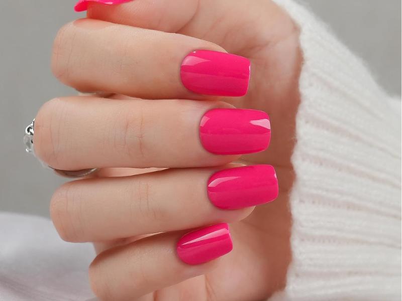 Are there different finishes available for hot pink nail polish