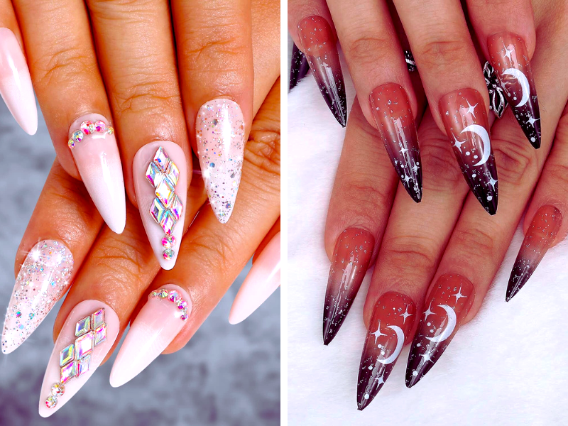 How can I achieve stunning ombre stiletto nails