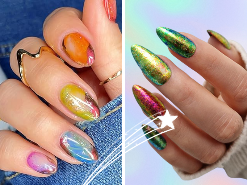 nail art for iridescent nail polish 