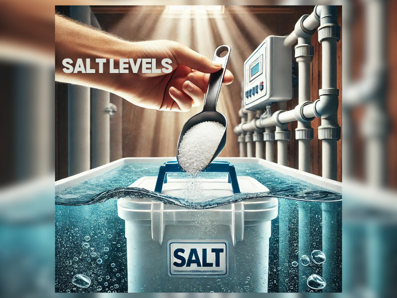 checking salt level in brine tank 