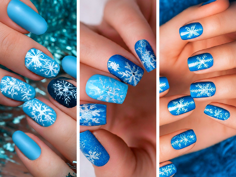 winter blue nails