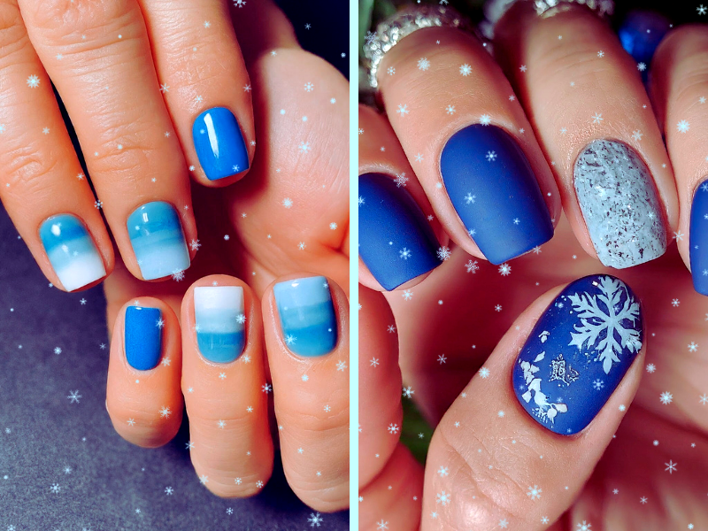 winter blue nails