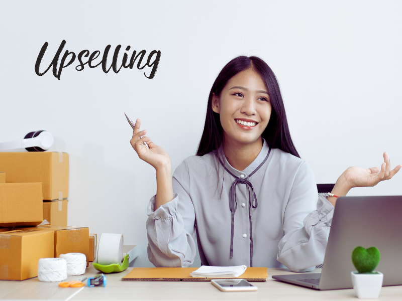 A visual guide to implementing effective upselling and cross-selling techniques in a retail setting.