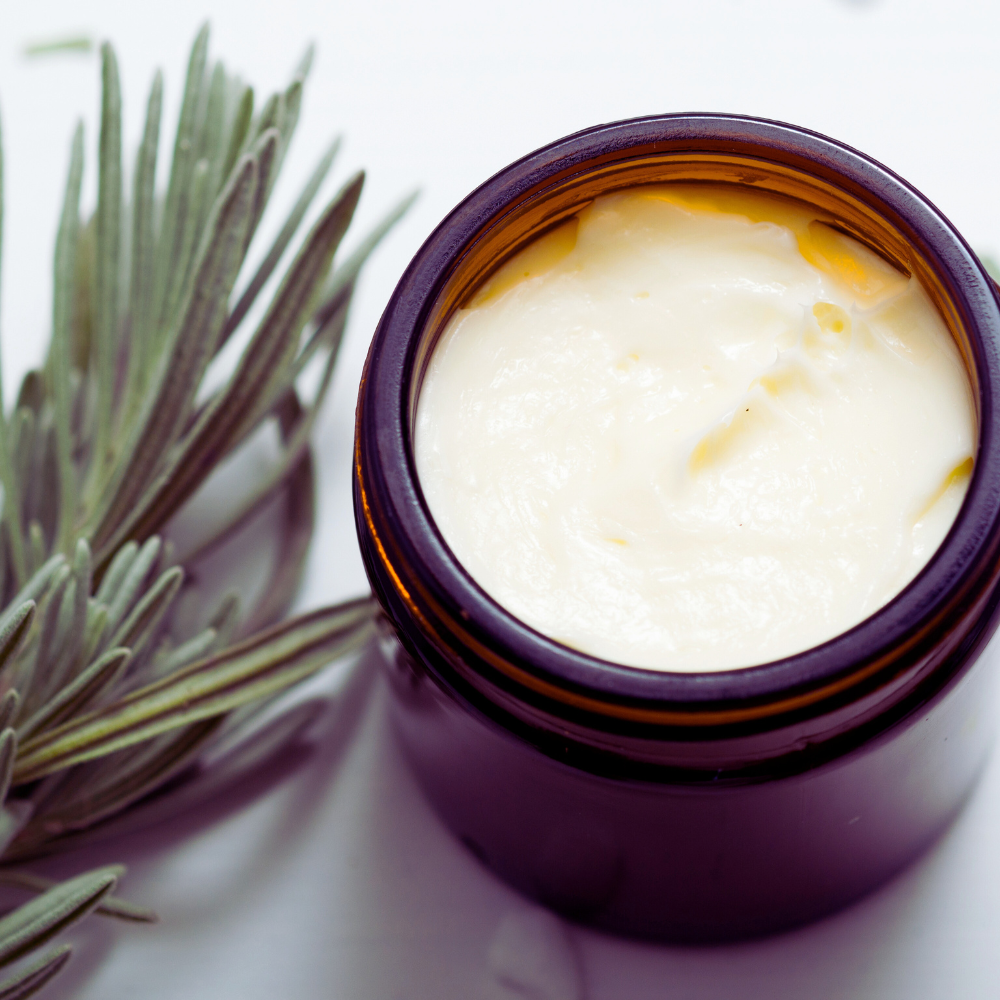 A jar of natural skincare vegan cream