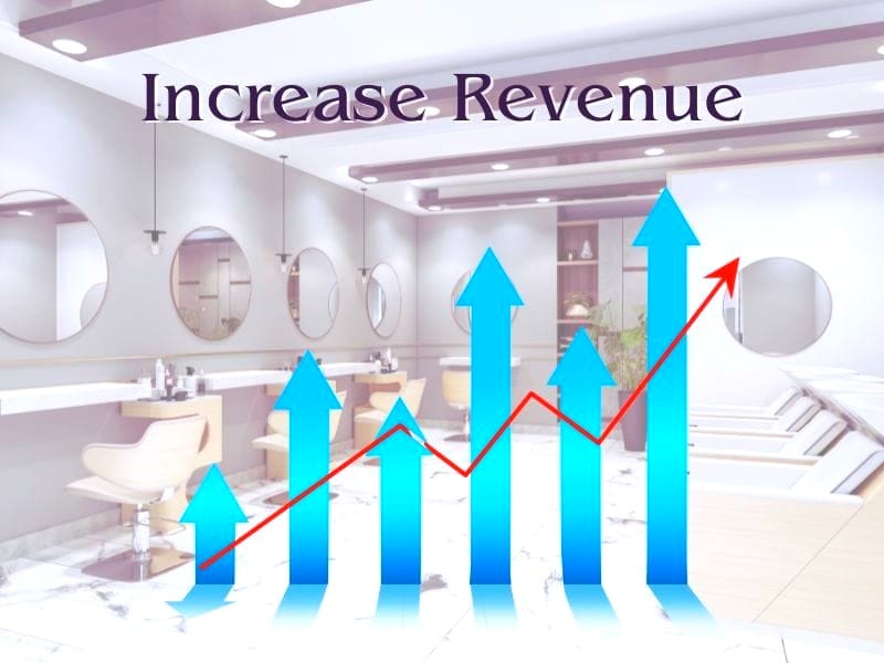 Modern salon interior showcasing revenue growth, emphasizing the profitability of offering vegan shampoo products.