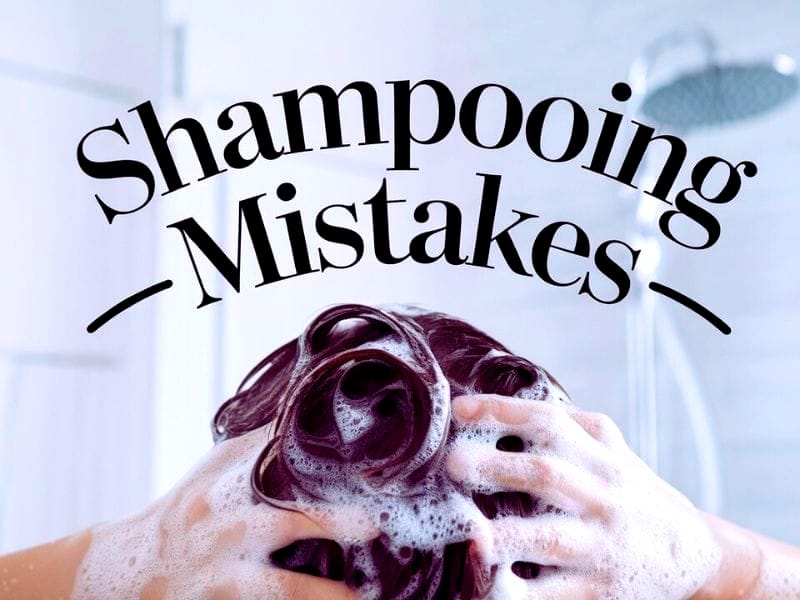 A person washing their hair with shampoo, highlighting common shampooing mistakes.