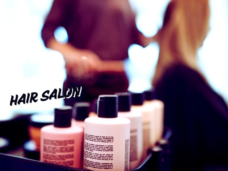 Hair products in a salon: Professional hair care items on a cart, enhancing salon services and boosting revenue.