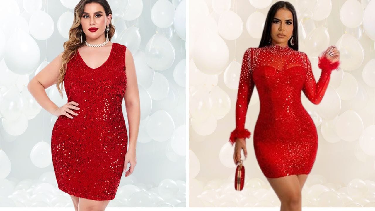 red sequin dress