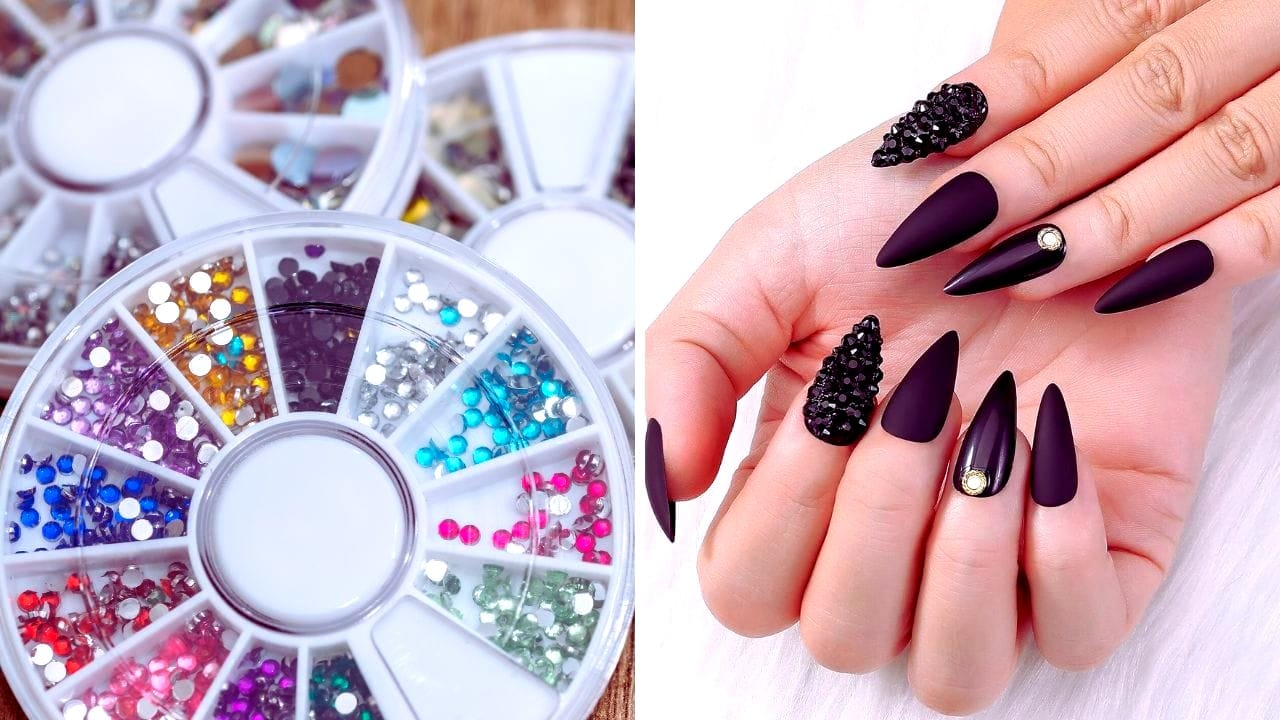 What are black rhinestones on nails