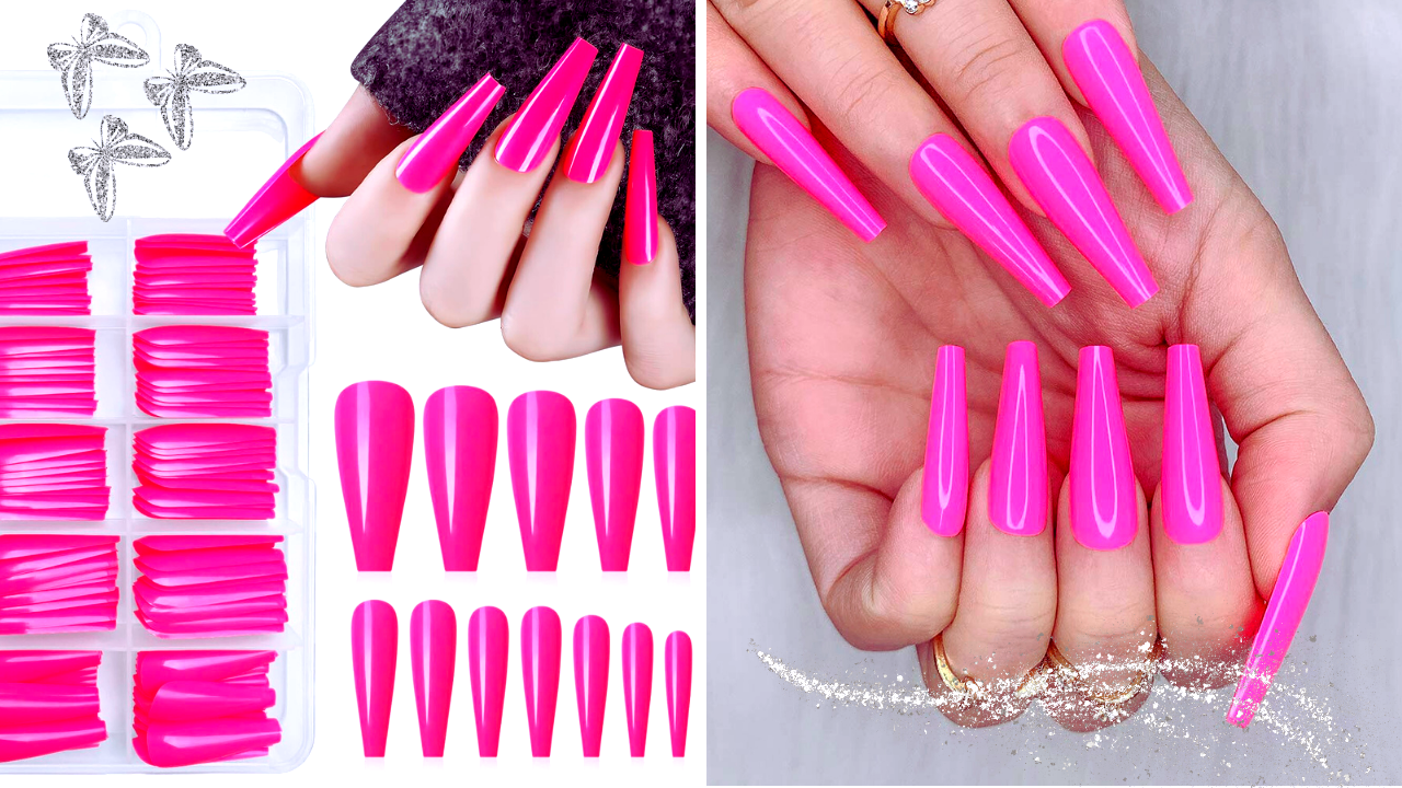 coffin pink acrylic nails