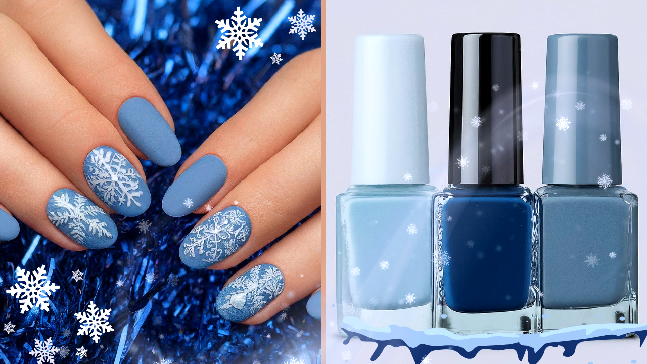 winter blue nails