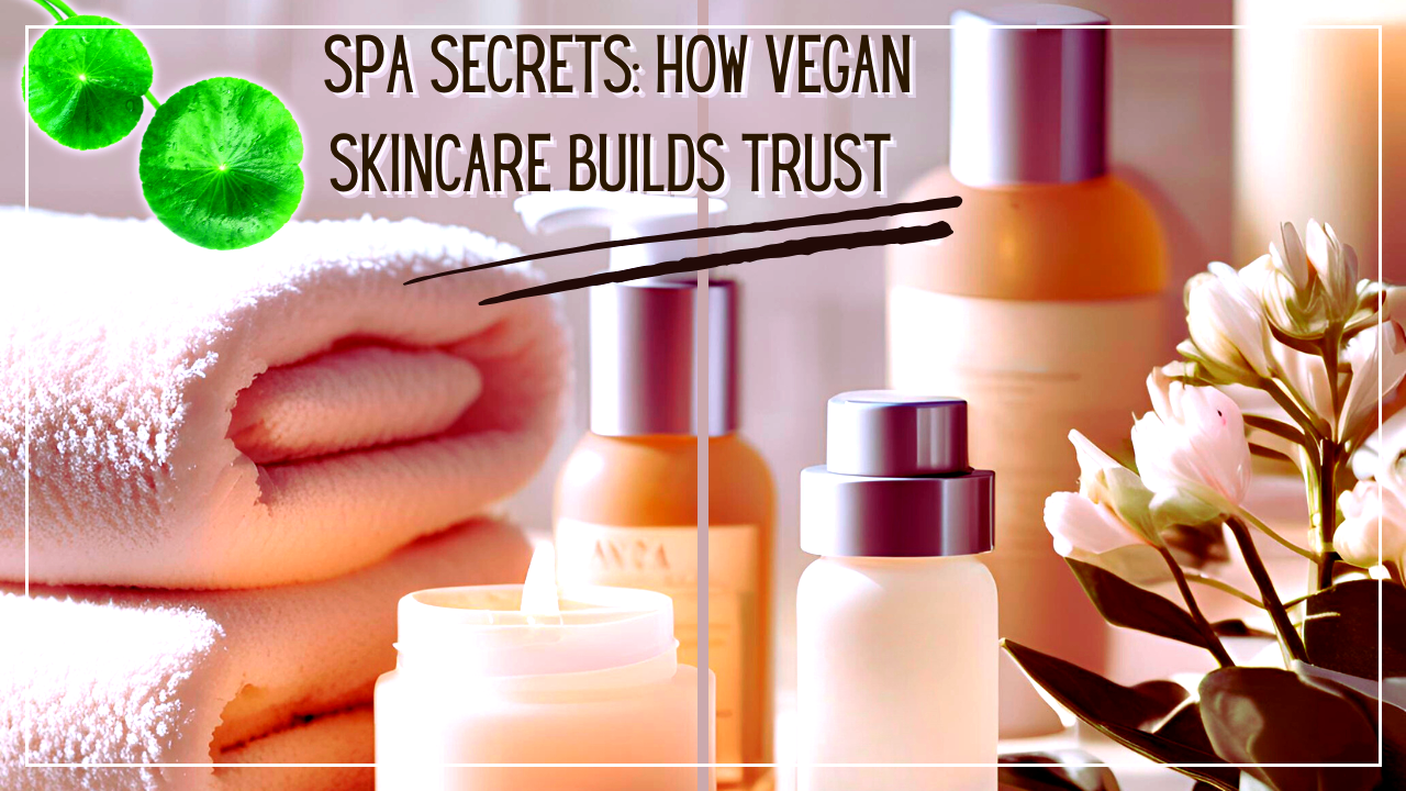 Spa essentials showcasing trust-building vegan skincare products.