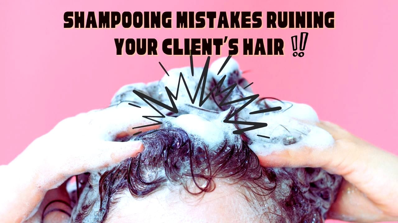 Hair Damage from Shampooing: Mistakes that ruin hair health shown with lathering and warning graphics.